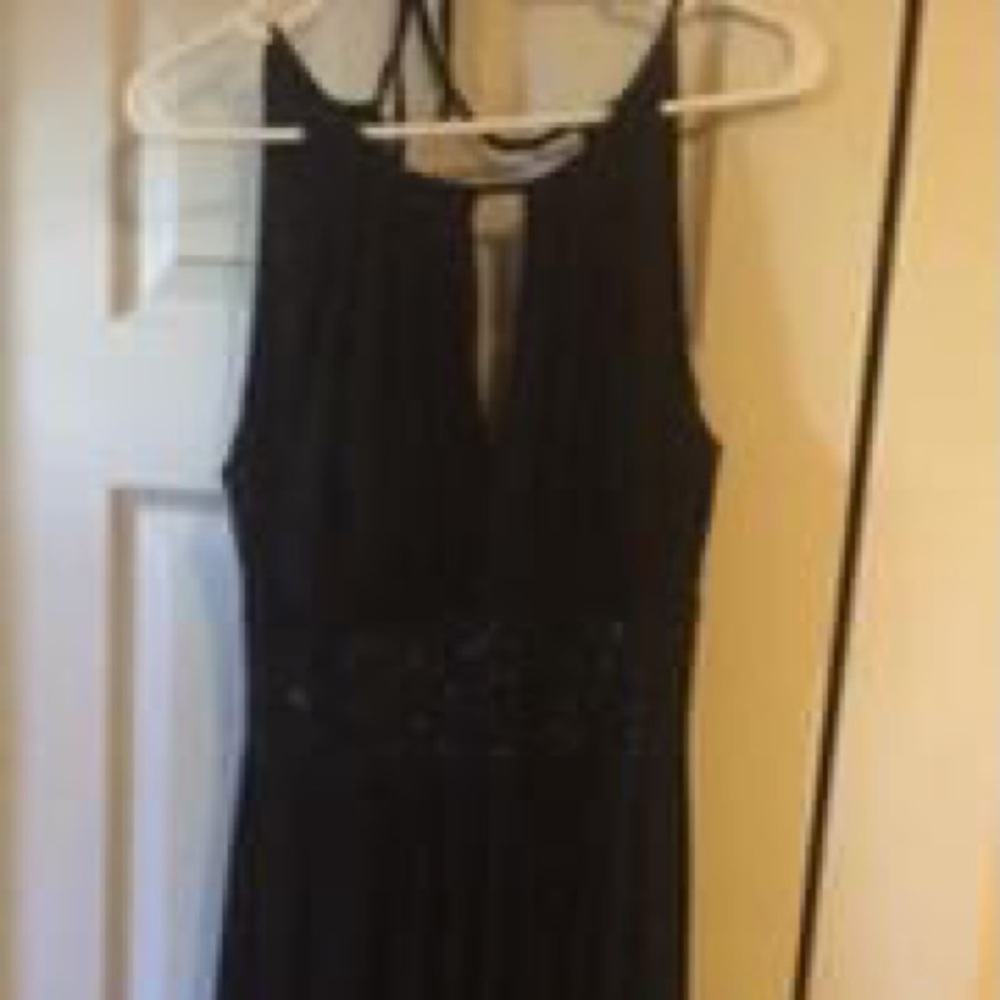 Mid length black halter dress